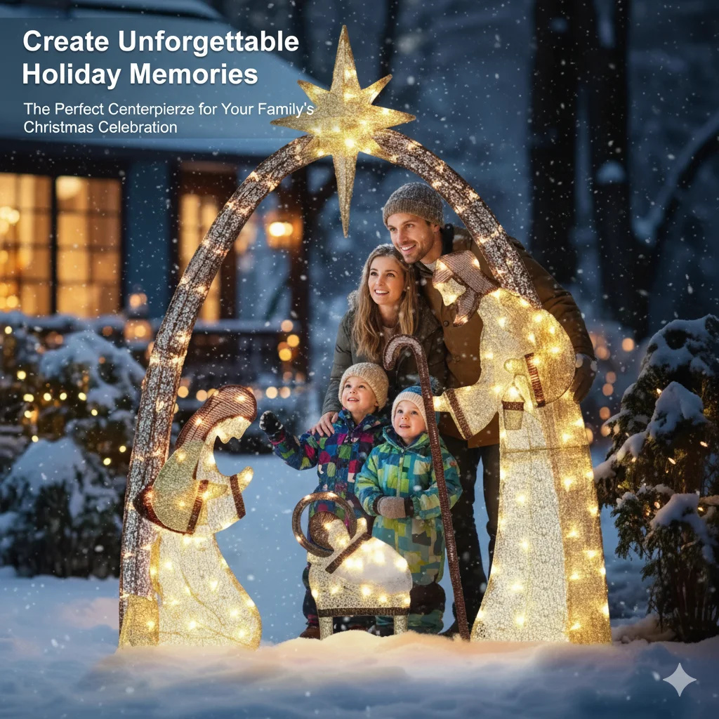 5.5FT Christmas Nativity Scene - đánh giá và giá Outdoor Lighting Effects