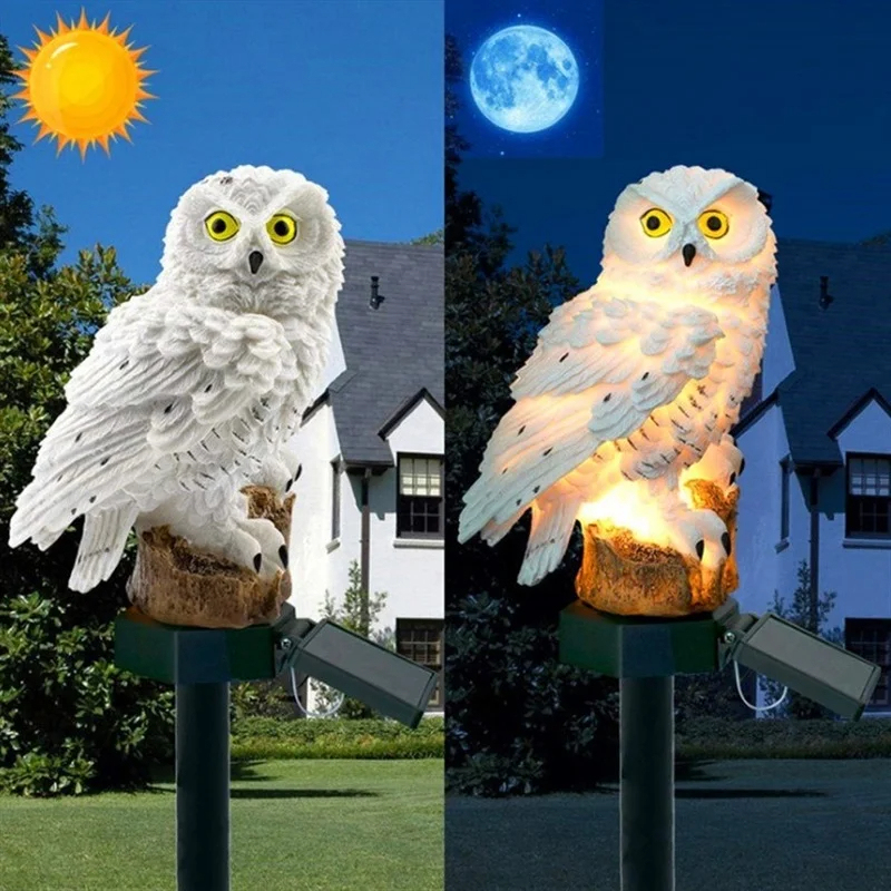 Solar Owl Statue Garden Light  - đánh giá và giá Outdoor Lighting And Landscape