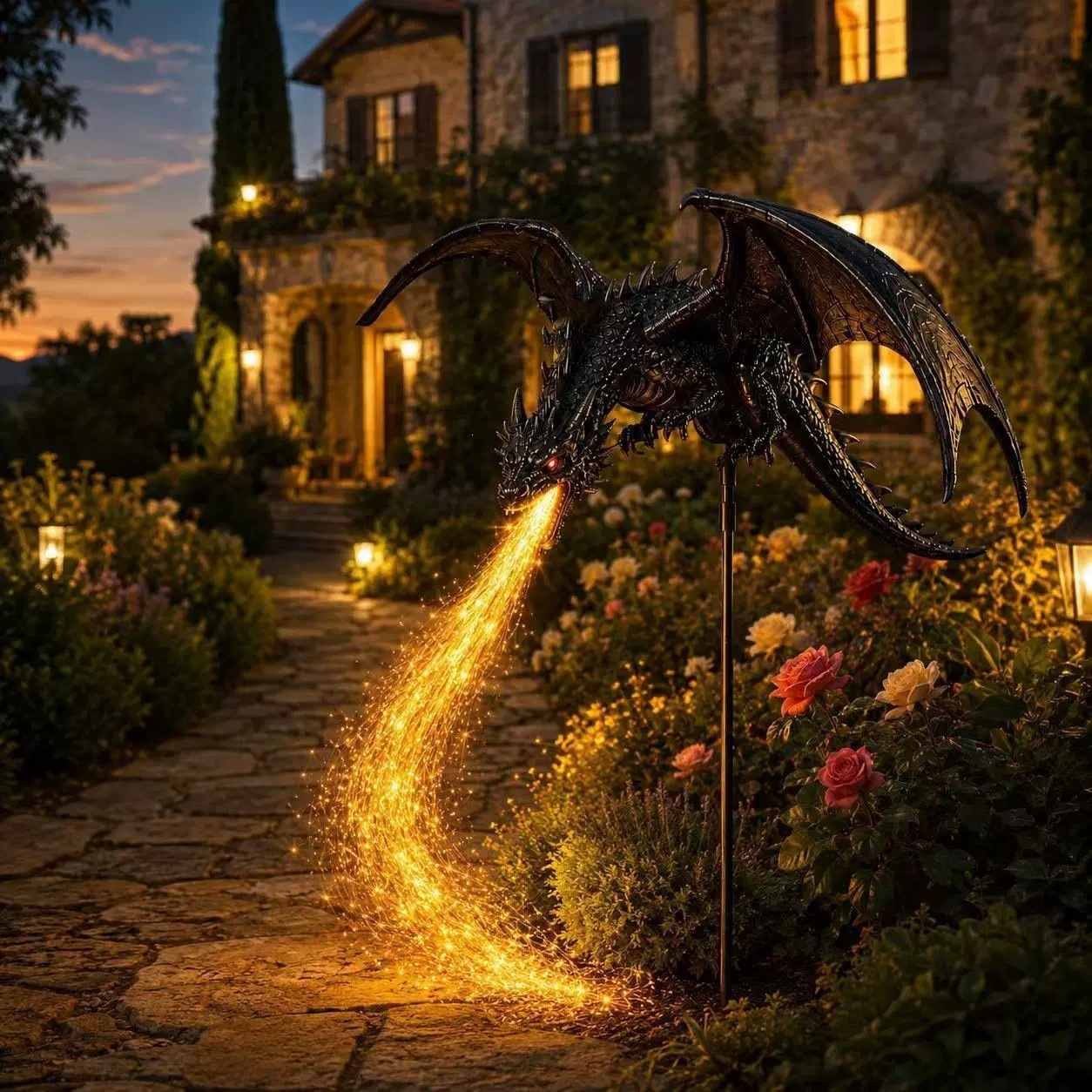 Solar Dragon Fire Garden Light - đánh giá và giá Outdoor Lighting Pathway